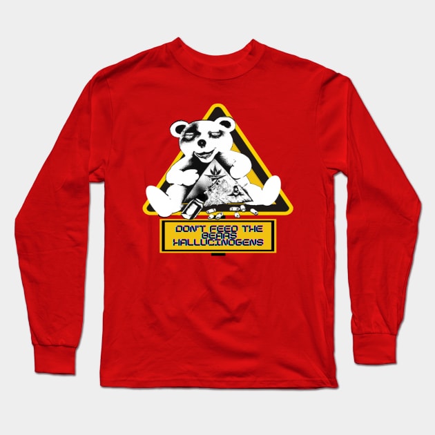 Don't Feed the Creepy Clown Bear Hallucinogens Long Sleeve T-Shirt by Trippy Critters